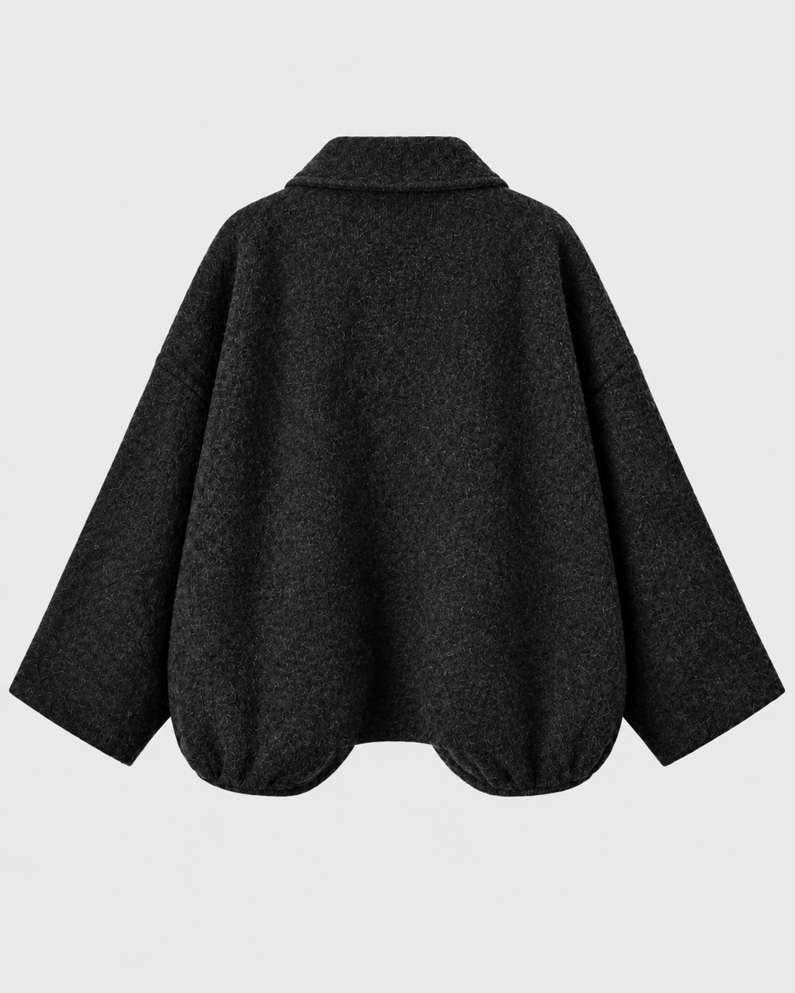 Dark Gray | Back view of women's dark gray loose-fit knit cardigan