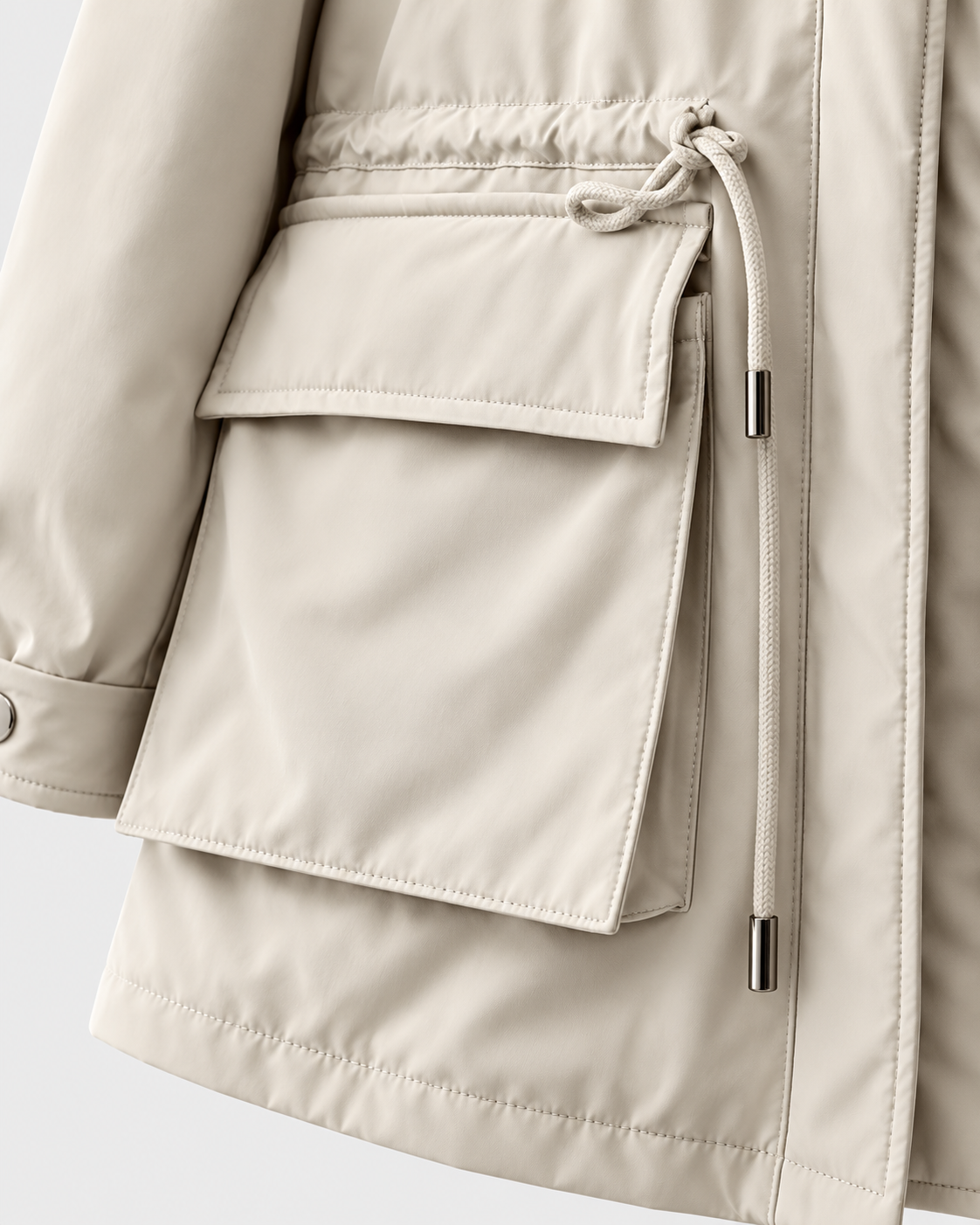 Image of Apricot | Close-up of cargo pocket and adjustable waist drawstring
