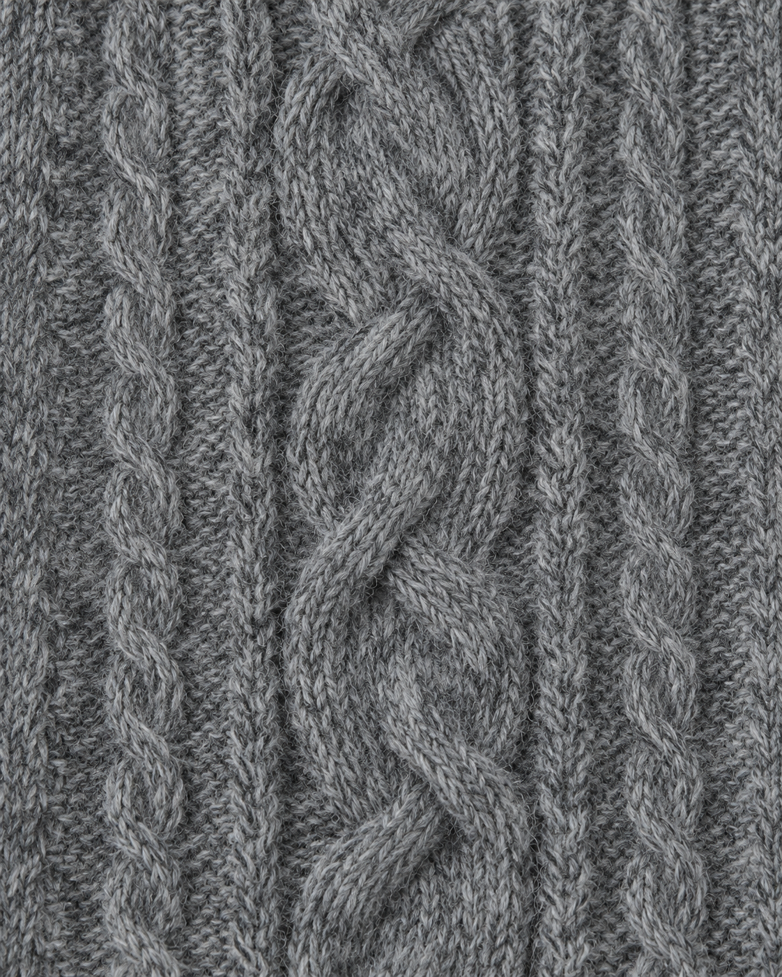 Image of Gray | Close-up of the textured cable-knit pattern on half-zip sweater