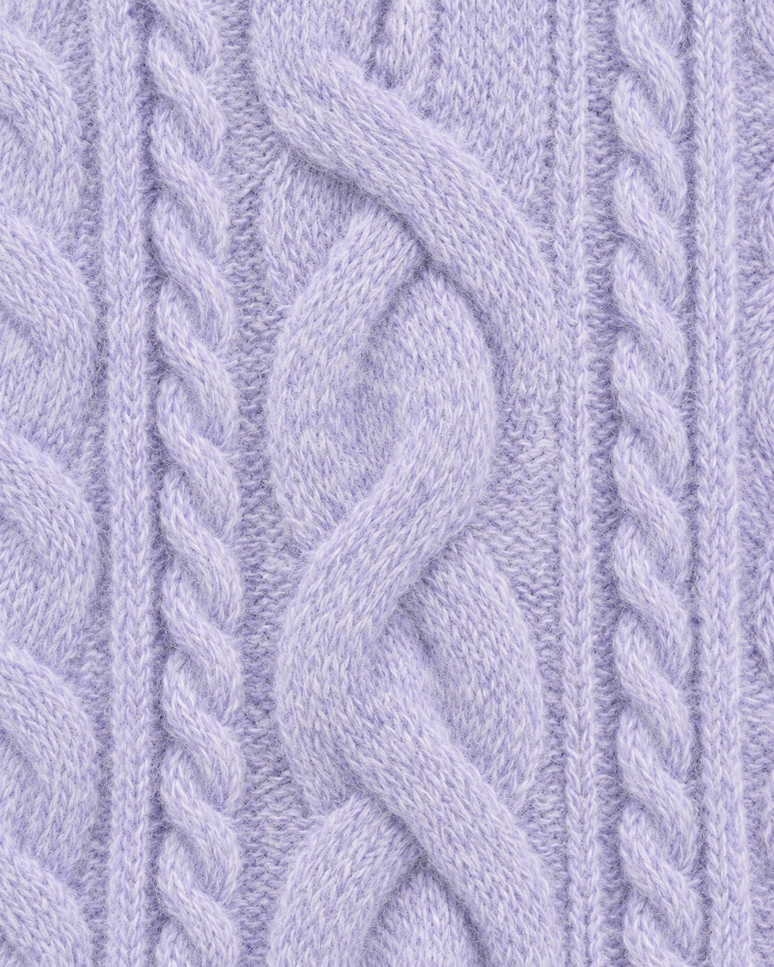 Purple | Close-up of the textured cable-knit pattern on half-zip sweater