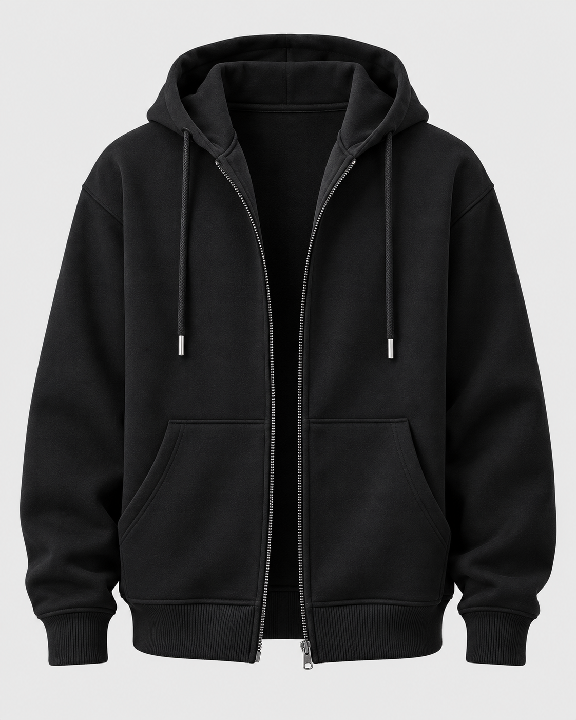 Sudadera con capucha y cremallera de mezcla de algodón de gramaje pesado para hombre