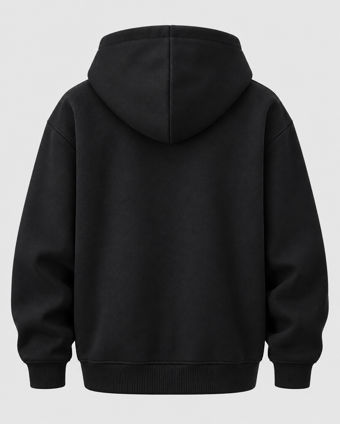 Color: Black | Men's black heavyweight cotton blend zip-up hoodie, studio product view 2