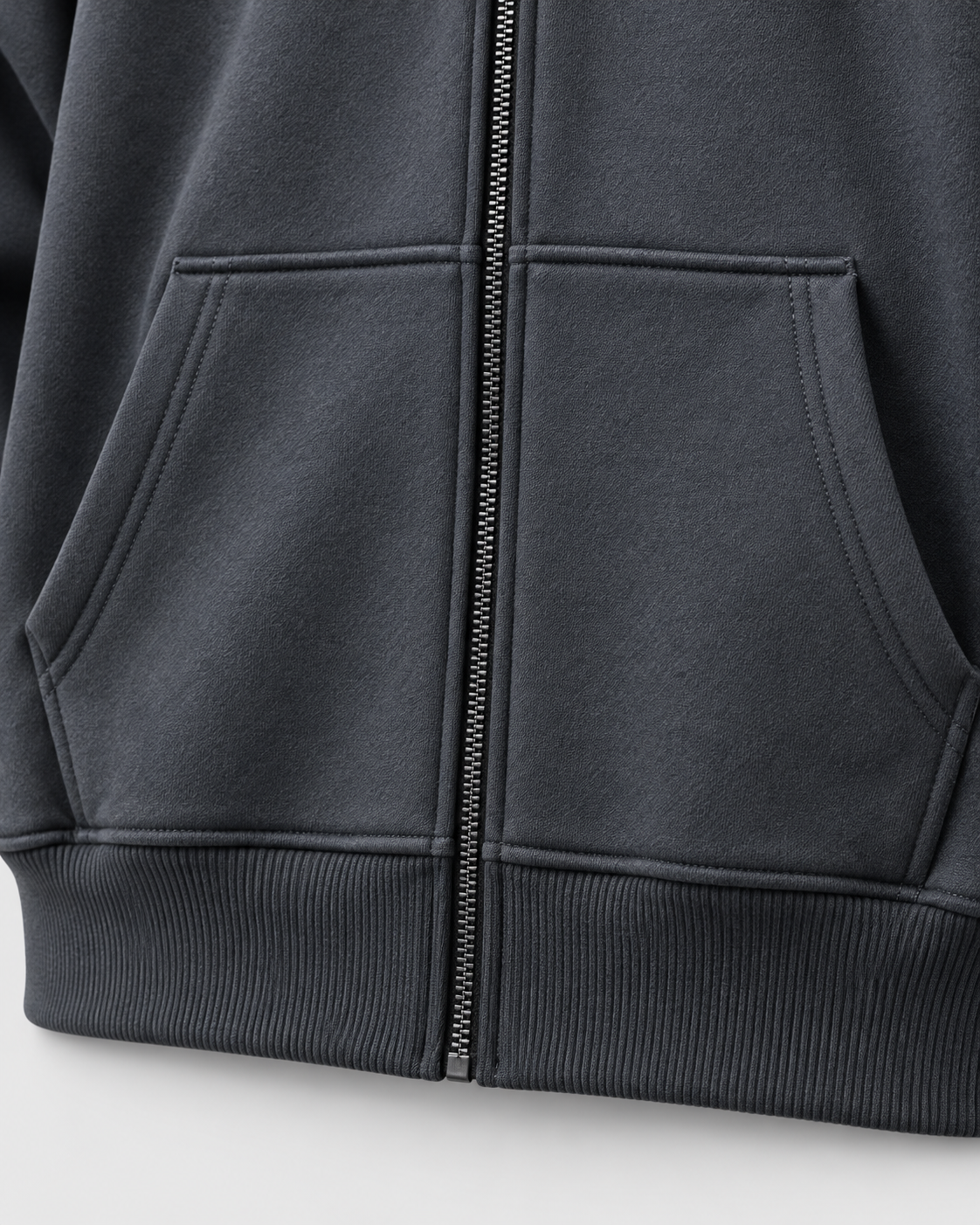 Image of Color: Dark Gray | Men's dark gray heavyweight cotton blend zip-up hoodie, studio product view 3