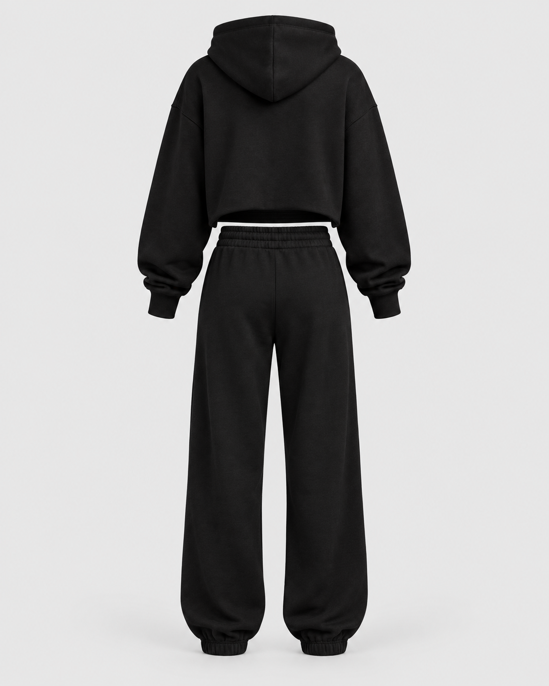 Color: Active Black | Women's active black raw-edge cropped cotton pullover hoodie, studio product view 3