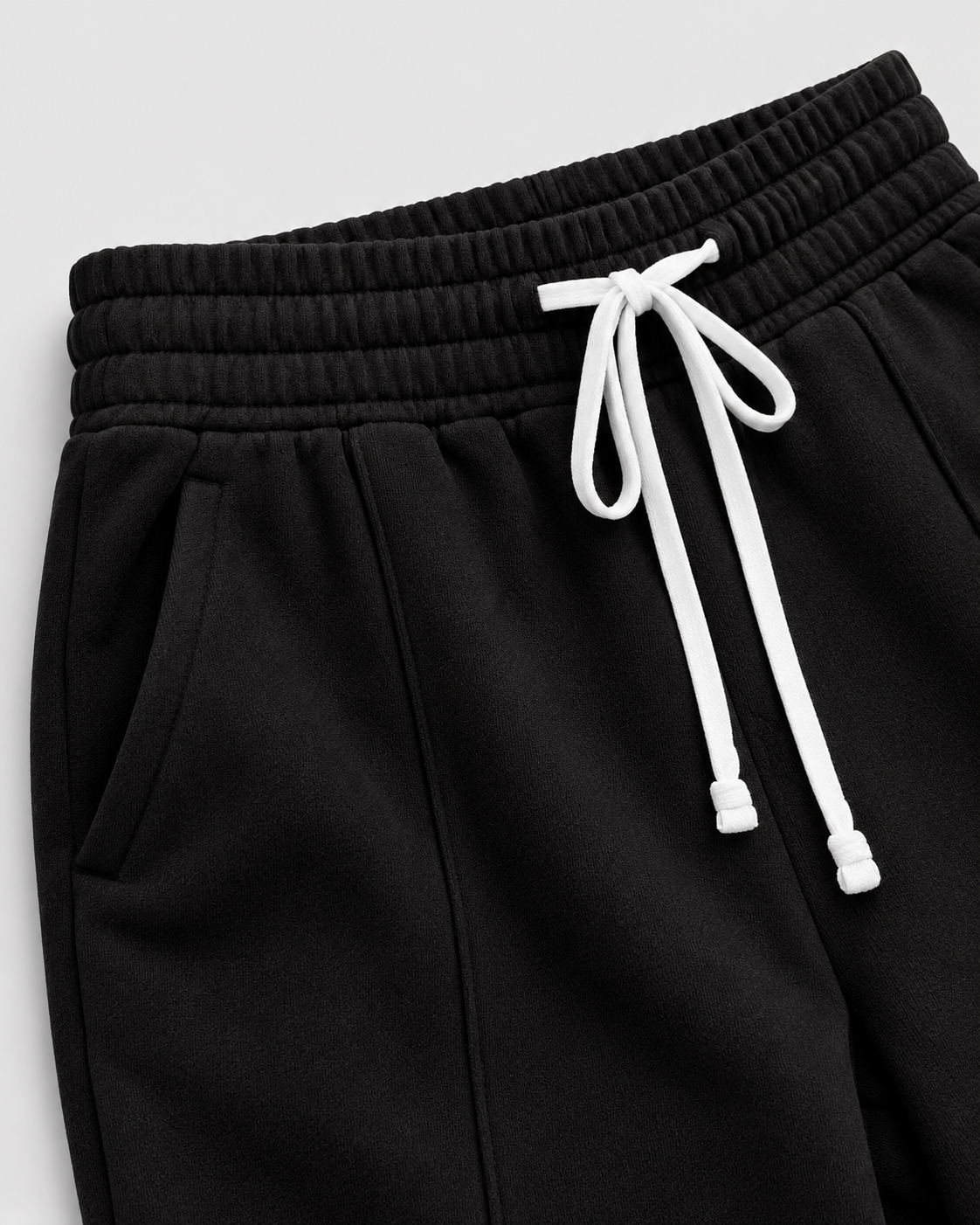 Image of Color: Active Black | Women's active black raw-edge cropped cotton pullover hoodie, studio product view 5