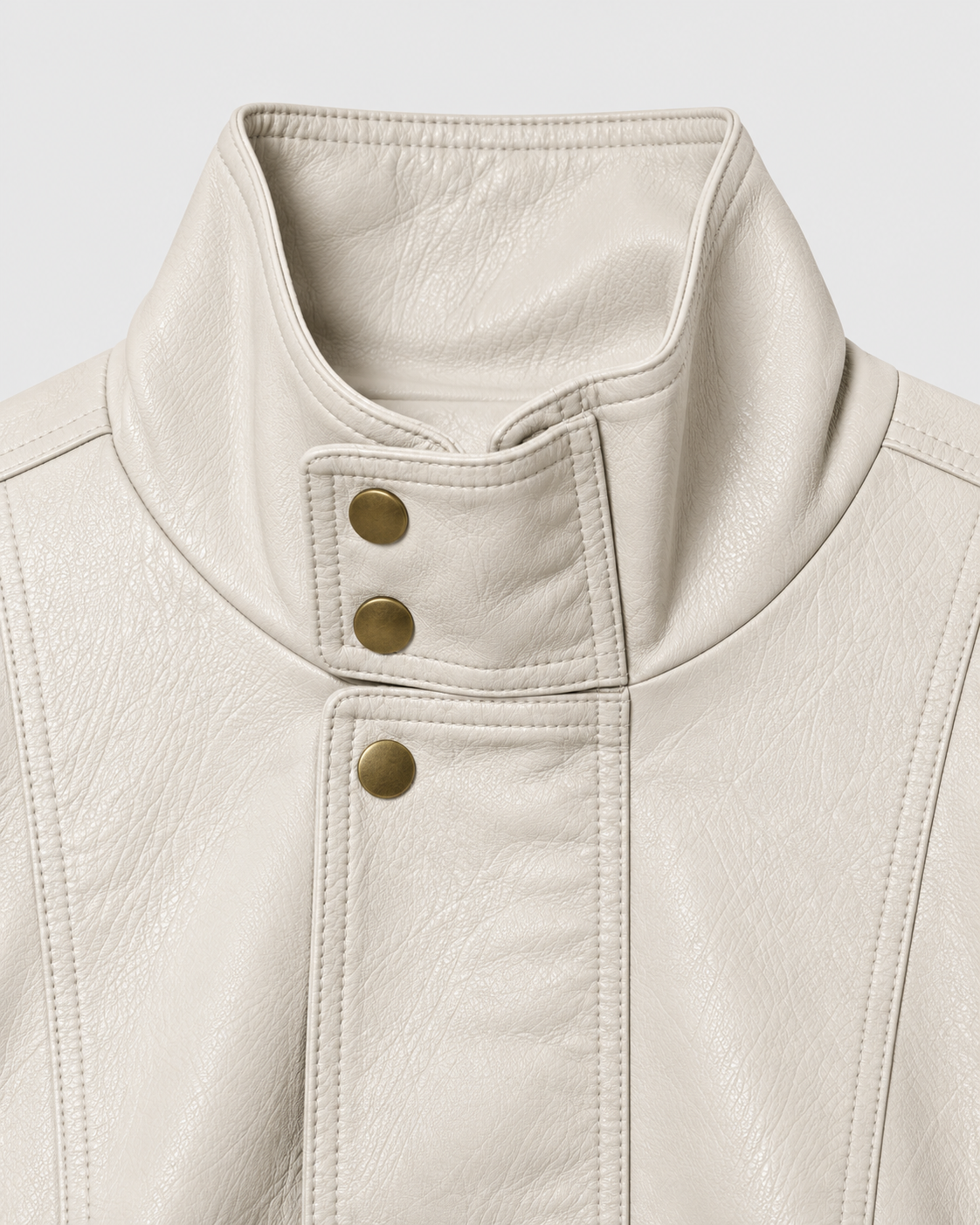Image of Color: Apricot | Women's apricot washed faux leather zip-up jacket, studio product view 2