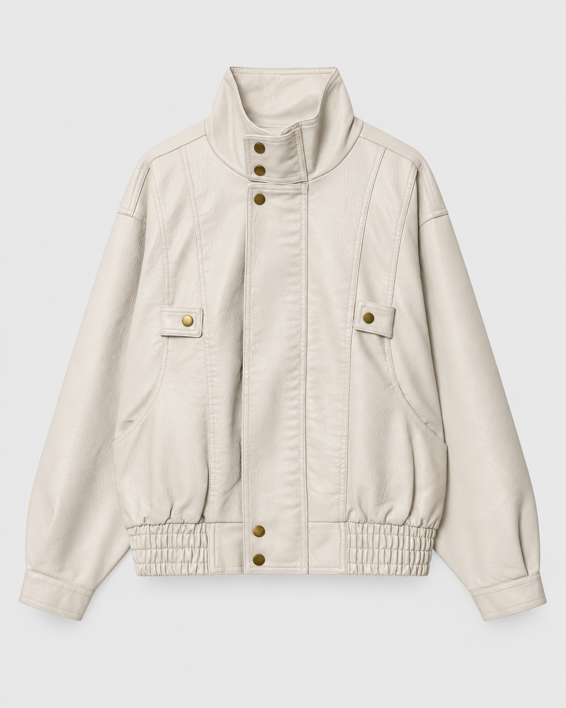 Color: Apricot | Women's apricot washed faux leather zip-up jacket, alternate studio product view