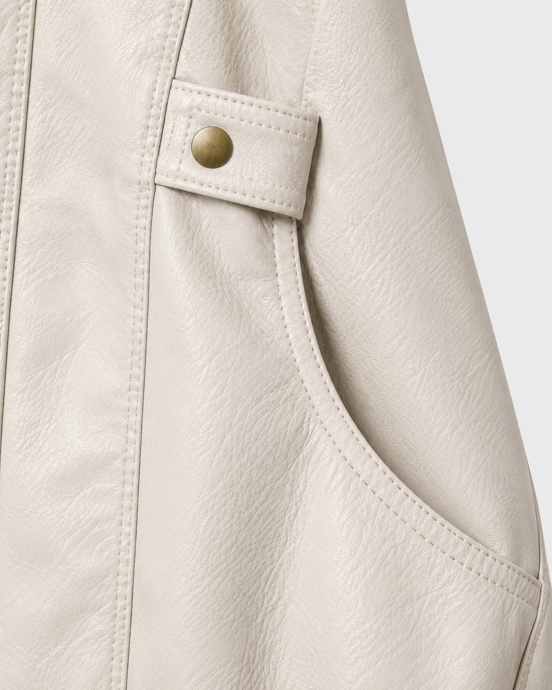 Color: Apricot | Women's apricot washed faux leather zip-up jacket, alternate studio product view 3