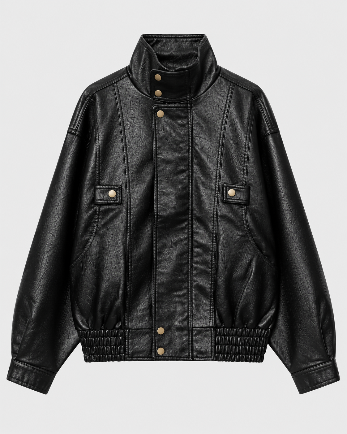 Women's washed faux leather zip-up jacket