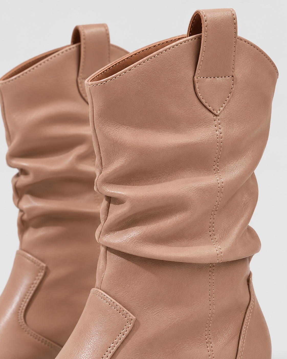 Image of Color: Lotus color | Women's lotus color round toe western block heel mid-calf boots, studio product view 3