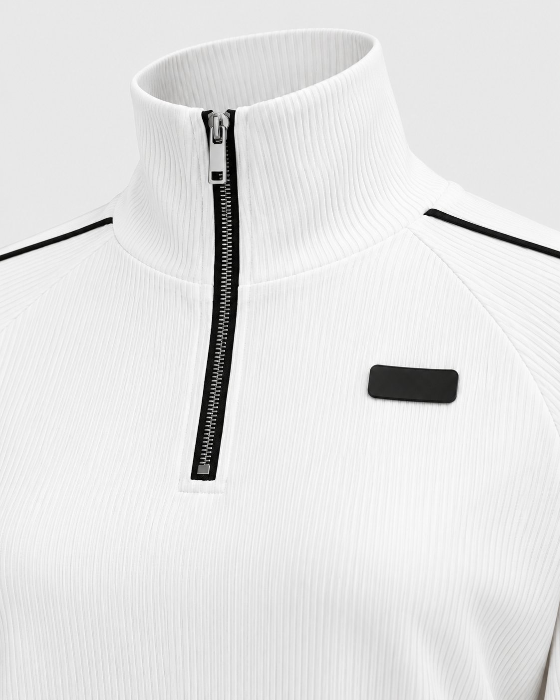 Color: White | Women's white relaxed fit hoodie and wide leg pants set, upper-front close-up detail