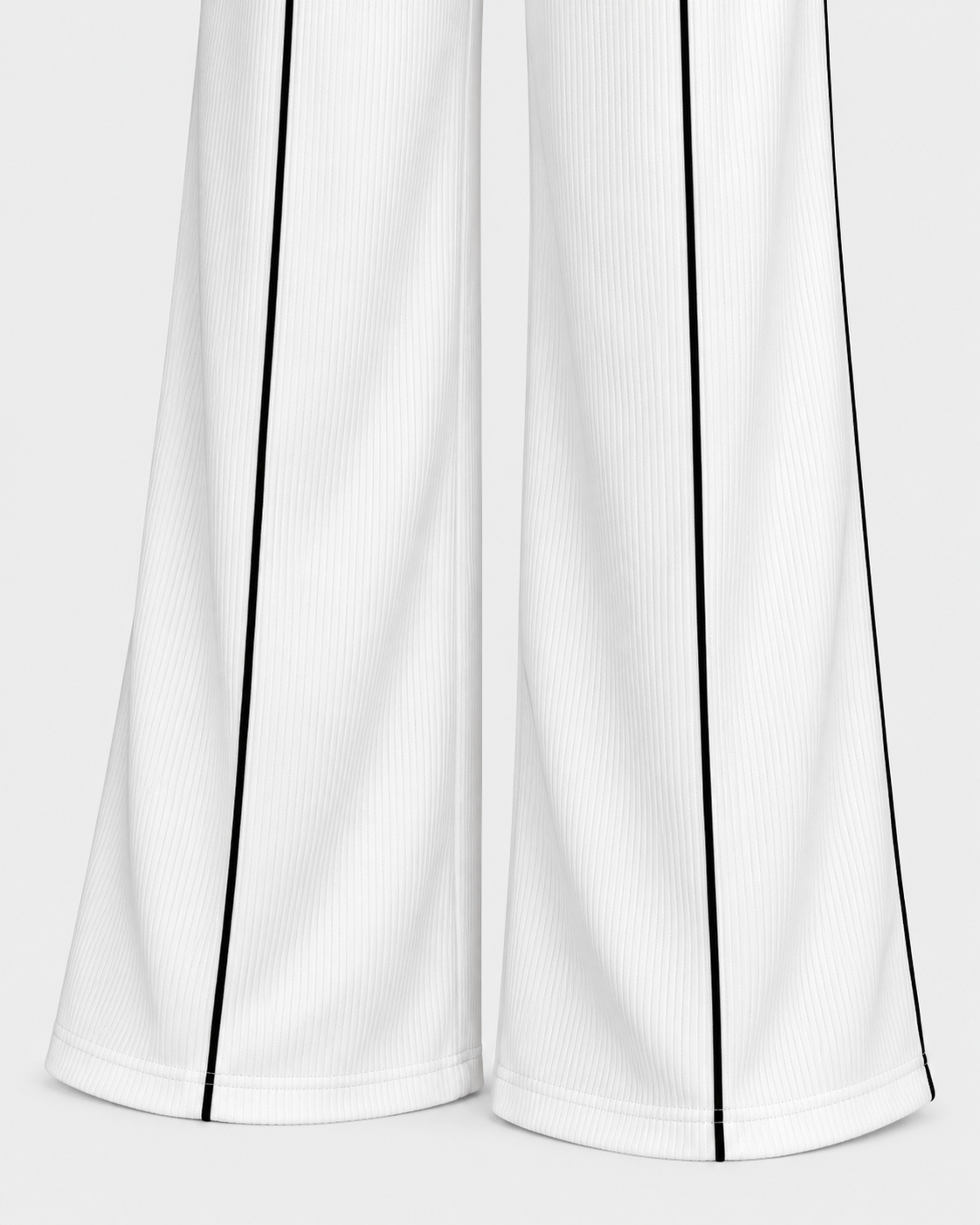 Color: White | Women's white relaxed fit hoodie and wide leg pants set styled on model, front view